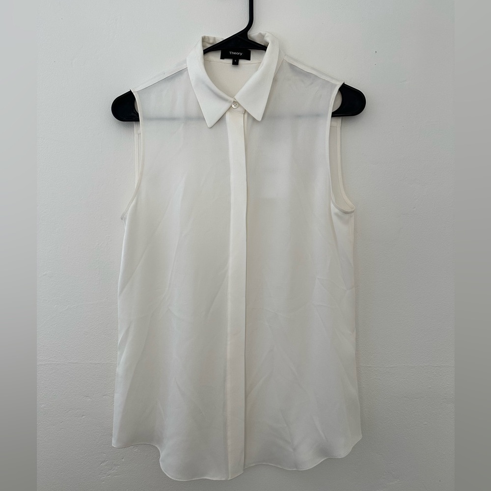 Theory silk sleeveless button up